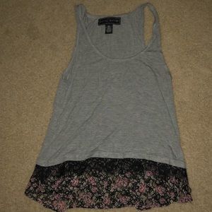 gray tank top (lace bottom)